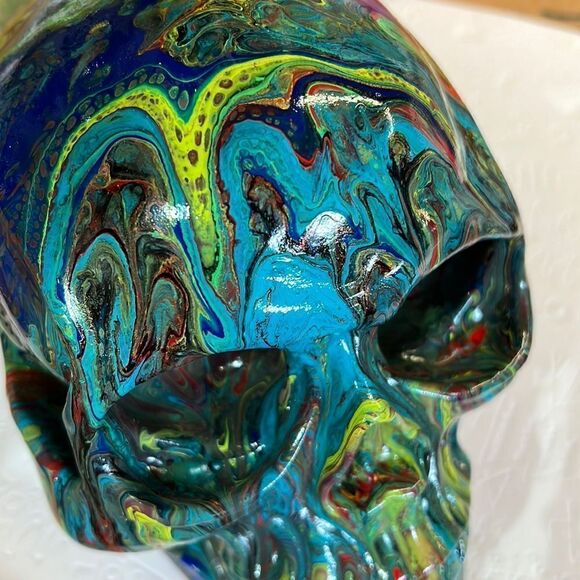 Hand-Painted One of A Kind Life Size Adult Human Skull - Picture 10 of 10